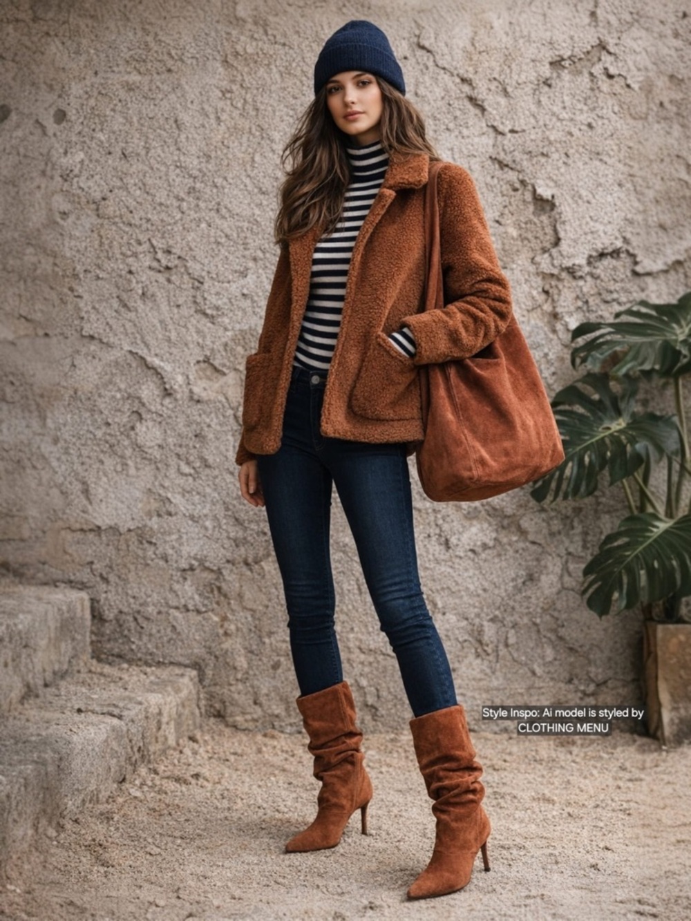 ANTHROPOLOGIE SPARKZ Amina Teddy Bear Sherpa Fleece Jacket Nutmeg Brown XS - EUC